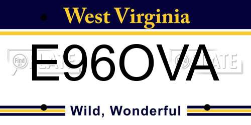 E96OVA West Virginia License Plate