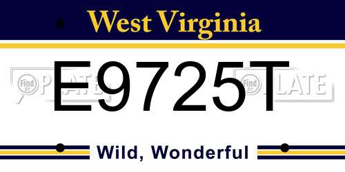 E9725T West Virginia License Plate