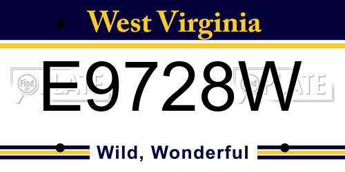 E9728W West Virginia License Plate