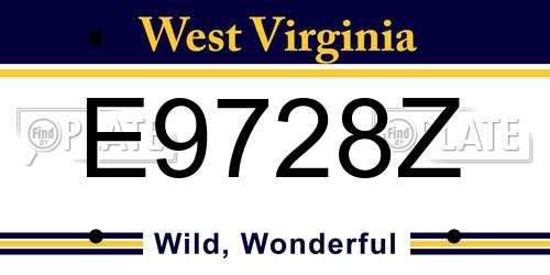 E9728Z West Virginia License Plate