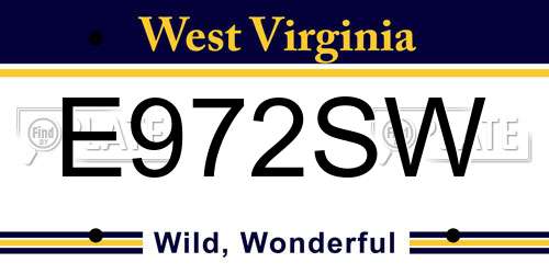 E972SW West Virginia License Plate