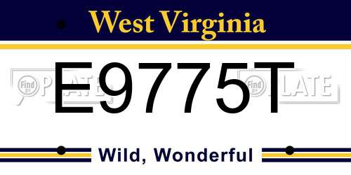 E9775T West Virginia License Plate