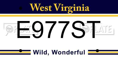 E977ST West Virginia License Plate