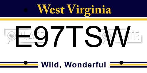E97TSW West Virginia License Plate