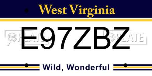 E97ZBZ West Virginia License Plate