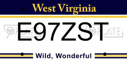 E97ZST West Virginia License Plate