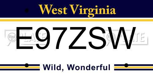 E97ZSW West Virginia License Plate