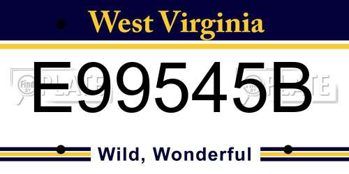 E99545B West Virginia License Plate