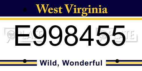 E998455 West Virginia License Plate
