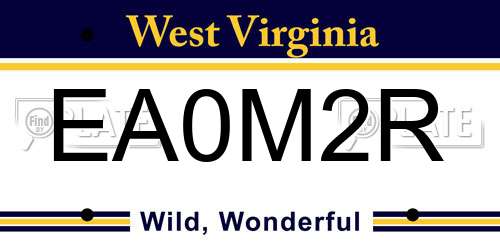 EA0M2R West Virginia License Plate
