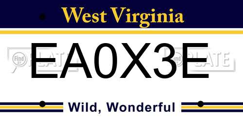 EA0X3E West Virginia License Plate