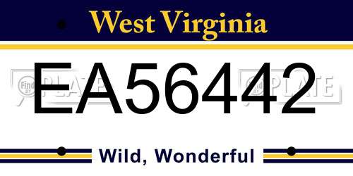 EA56442 West Virginia License Plate