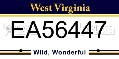 EA56447 West Virginia License Plate