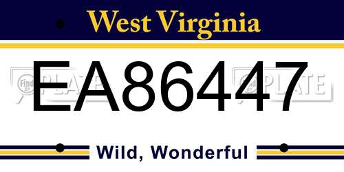 EA86447 West Virginia License Plate