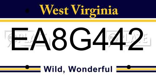 EA8G442 West Virginia License Plate