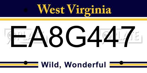 EA8G447 West Virginia License Plate