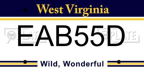 EAB55D West Virginia License Plate
