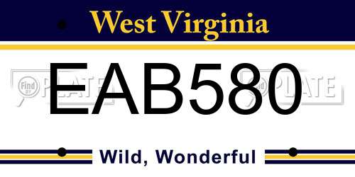 EAB580 West Virginia License Plate