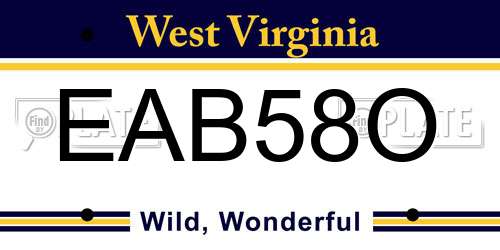 EAB58O West Virginia License Plate