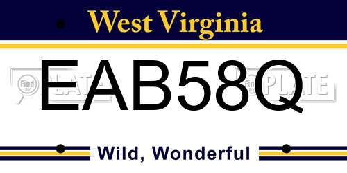 EAB58Q West Virginia License Plate