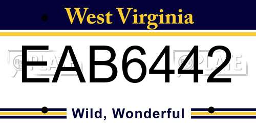 EAB6442 West Virginia License Plate