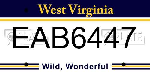 EAB6447 West Virginia License Plate