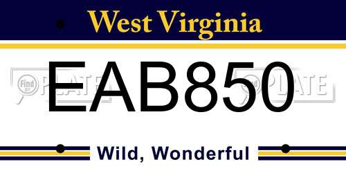 EAB850 West Virginia License Plate