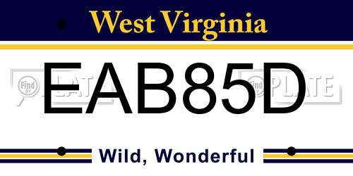 EAB85D West Virginia License Plate