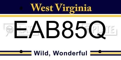 EAB85Q West Virginia License Plate