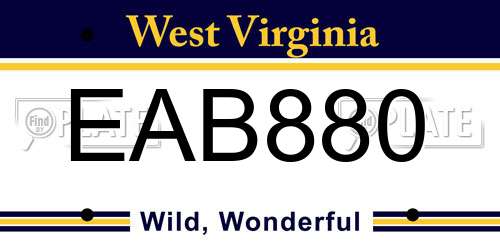 EAB880 West Virginia License Plate