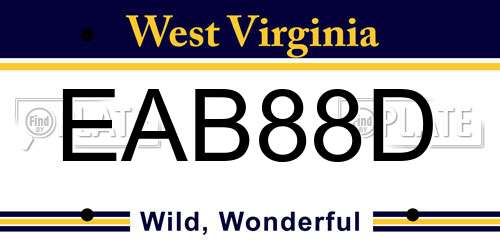 EAB88D West Virginia License Plate