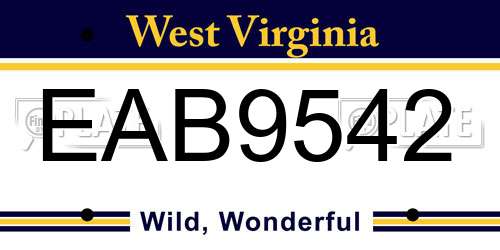EAB9542 West Virginia License Plate