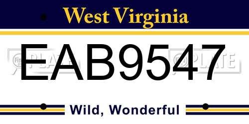 EAB9547 West Virginia License Plate