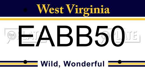 EABB50 West Virginia License Plate