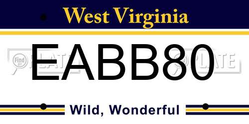 EABB80 West Virginia License Plate