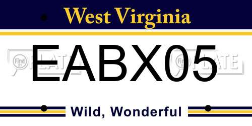 EABX05 West Virginia License Plate