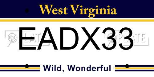 EADX33 West Virginia License Plate