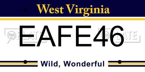 EAFE46 West Virginia License Plate