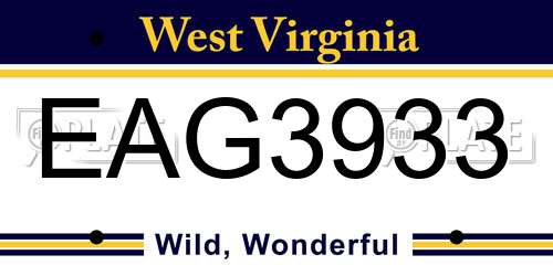 EAG3933 West Virginia License Plate