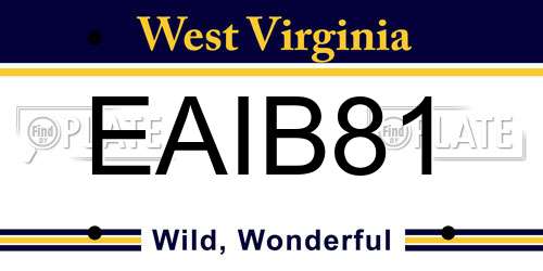EAIB81 West Virginia License Plate