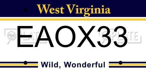 EAOX33 West Virginia License Plate