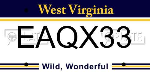 EAQX33 West Virginia License Plate