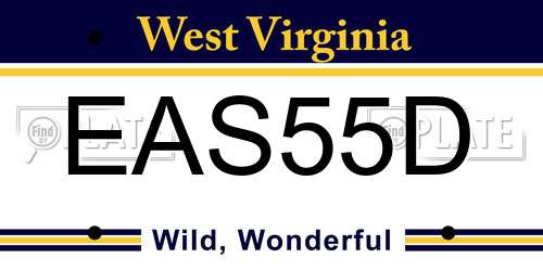 EAS55D West Virginia License Plate
