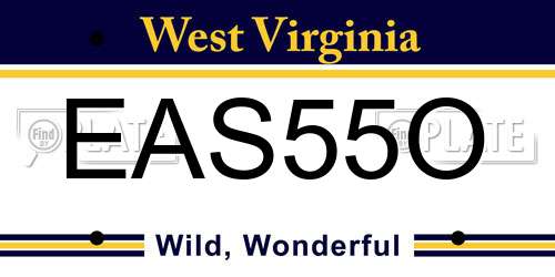 EAS55O West Virginia License Plate