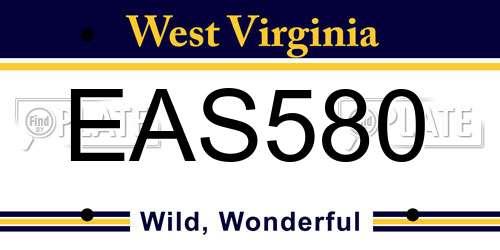 EAS580 West Virginia License Plate