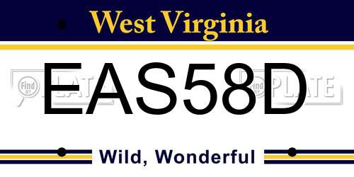 EAS58D West Virginia License Plate