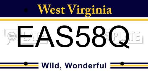 EAS58Q West Virginia License Plate