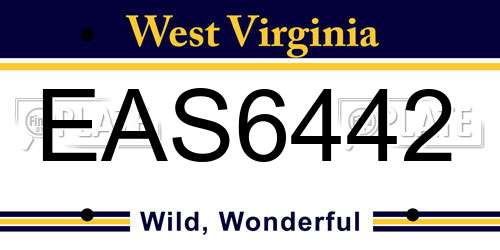 EAS6442 West Virginia License Plate