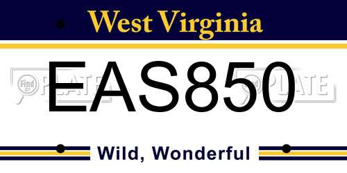 EAS850 West Virginia License Plate
