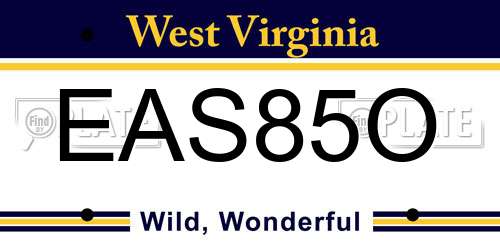 EAS85O West Virginia License Plate